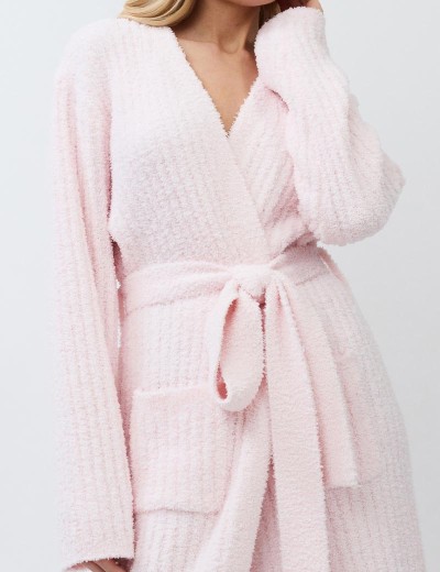 Мягкий халат с поясом Aruelle JESSICA, Цвет: светло-розовый, Размеры: M, изображение 4