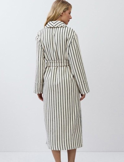 Полосатый женский халат Aruelle LANA, Цвет: кремовый/чёрный, Размеры: M, изображение 3