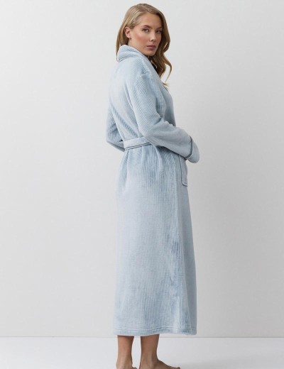 Длинный плюшевый халат Aruelle LEA, Цвет: серо-голубой, Размеры: L, изображение 3