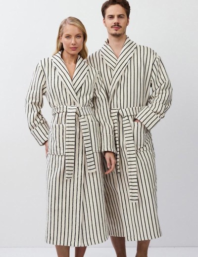 Халат мужской Aruelle LIAM, Цвет: кремовый/чёрный, Размеры: M, изображение 2