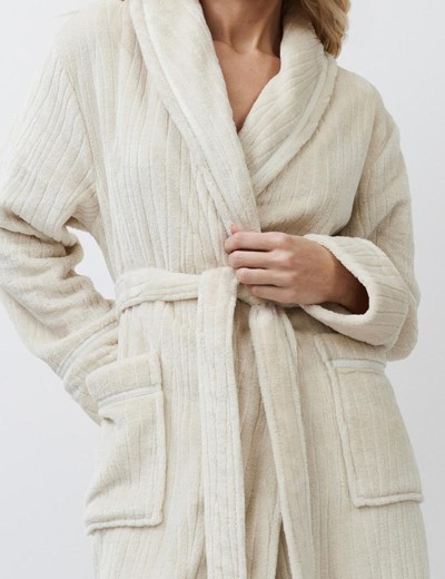 Теплый халат с поясом Aruelle LINETTE, Цвет: светло-бежевый, Размеры: XL, изображение 4