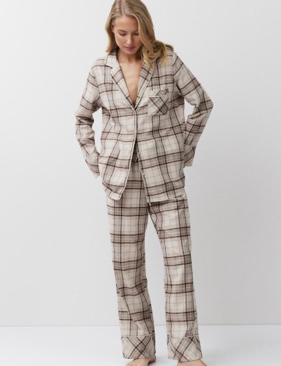 Фланелевая пижама с брюками Aruelle MAELLE, Цвет: бежевый, Размеры: S, изображение 2
