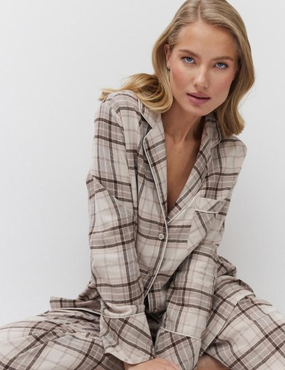 Фланелевая пижама с брюками Aruelle MAELLE, Цвет: бежевый, Размеры: S, изображение 4