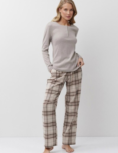 Пижама с фланелевыми брюками Aruelle MARTINA, Цвет: бежевый, Размеры: S, изображение 2