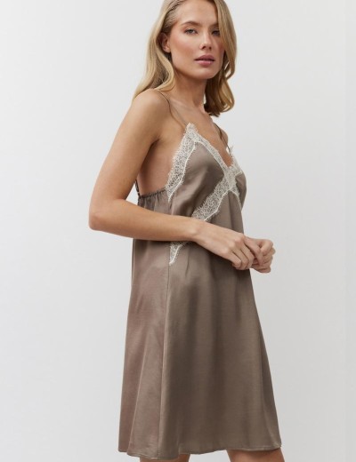 Сорочка на тонких бретелях Aruelle MILA, Цвет: капучино, Размеры: M, изображение 3