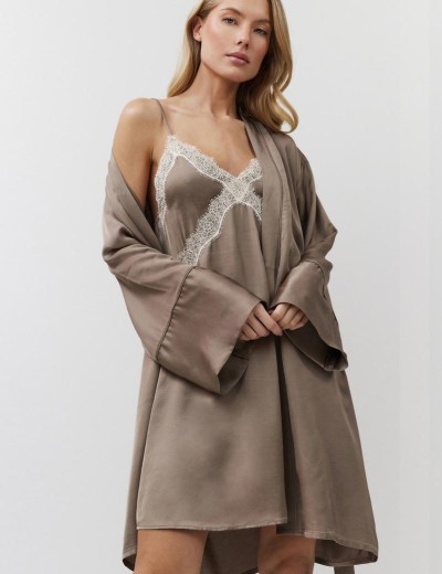 Сорочка на тонких бретелях Aruelle MILA, Цвет: капучино, Размеры: M, изображение 4