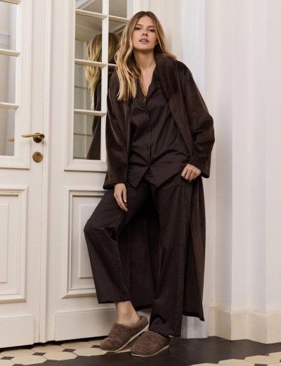 Длинный халат под пояс Aruelle MILENE, Цвет: шоколадный, Размеры: S, изображение 4