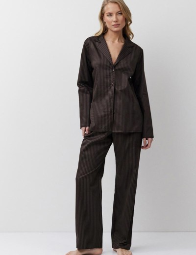 Хлопковая пижама с брюками Aruelle NOEMIE, Цвет: шоколадный, Размеры: S, изображение 2
