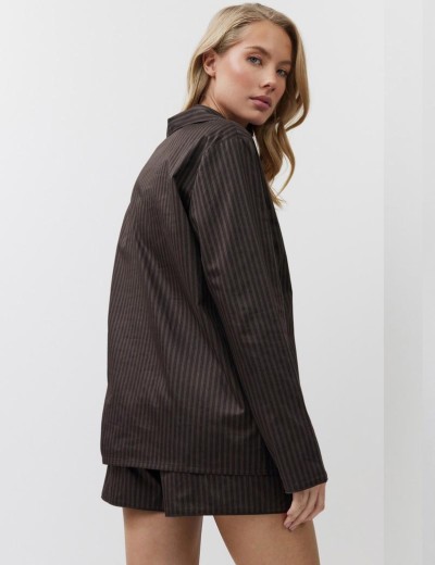 Хлопковая пижама с шортами Aruelle NOEMIE, Цвет: шоколадный, Размеры: S, изображение 2