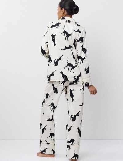 Женская пижама с брюками Aruelle NYRA, Цвет: кремовый/чёрный, Размеры: S, изображение 3