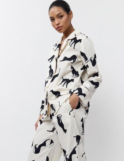 Женская пижама с брюками Aruelle NYRA, Цвет: кремовый/чёрный, Размеры: S, изображение 4