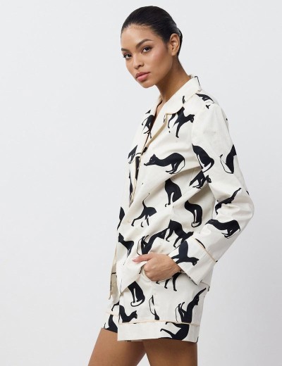 Женская пижама с шортами Aruelle NYRA, Цвет: кремовый/чёрный, Размеры: S, изображение 3