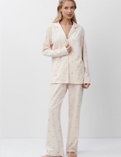 Пижама с брюками из хлопка и модала Aruelle YVETTE, Цвет: персиковый, Размеры: 2XL, изображение 2