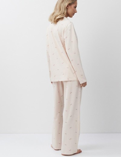 Пижама с брюками из хлопка и модала Aruelle YVETTE, Цвет: персиковый, Размеры: 2XL, изображение 3