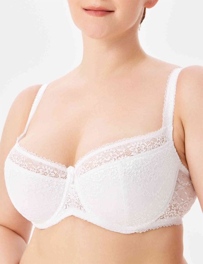 Кружевной бюстгальтер на поролоне Lina A 6086 белый, Цвет: белый, Размеры: 80D, изображение 3