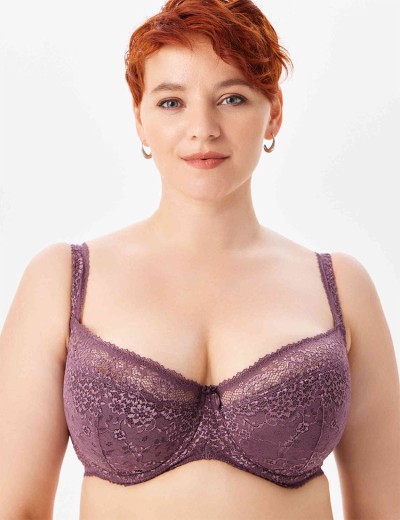 Кружевной бюстгальтер на поролоне Lina A 6086 крокус, Цвет: крокус, Размеры: 75F, изображение 5