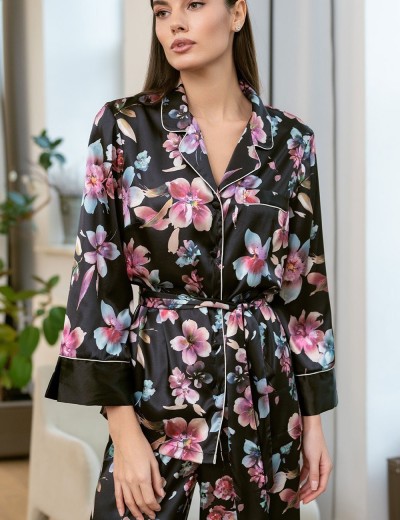 Шёлковая пижама с брюками Mia-Amore ALICIA 4075, Цвет: черный, Размеры: S, изображение 4