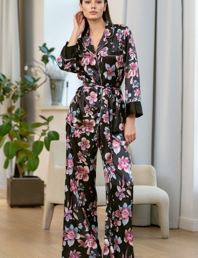 Шёлковая пижама с брюками Mia-Amore ALICIA 4075, Цвет: черный, Размеры: S, изображение 3