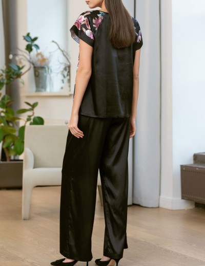 Шёлковый брючный комплект Mia-Amore ALICIA 4076, Цвет: черный, Размеры: S, изображение 2