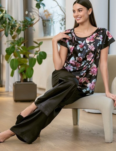 Шёлковый брючный комплект Mia-Amore ALICIA 4076, Цвет: черный, Размеры: S, изображение 4
