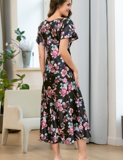 Сорочка из принтованного шёлка Mia-Amore ALICIA 4078, Цвет: черный, Размеры: 3XL, изображение 2