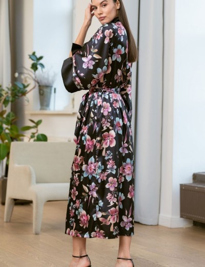 Длинный запашной халат Mia-Amore ALICIA 4079, Цвет: черный, Размеры: 2XL/3XL, изображение 2