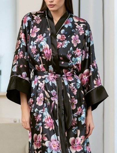 Длинный запашной халат Mia-Amore ALICIA 4079, Цвет: черный, Размеры: 2XL/3XL, изображение 4