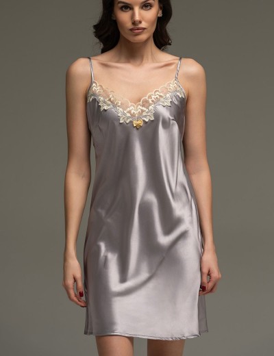 Шёлковая сорочка Mia-Amore EILIN 4581, Цвет: серый, Размеры: 3XL, изображение 4