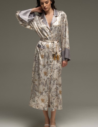 Длинный халат на пуговицах Mia-Amore EILIN 4588, Цвет: брют, Размеры: S, изображение 4