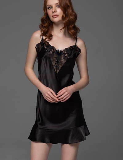 Шёлковая игривая сорочка Mia-Amore MERLOT 4741 черный, Цвет: черный, Размеры: 3XL, изображение 3
