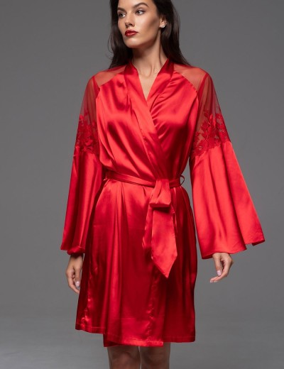 Шёлковый натуральный халат Mia-Amore MERLOT 4743 красный, Цвет: красный, Размеры: S/M, изображение 3