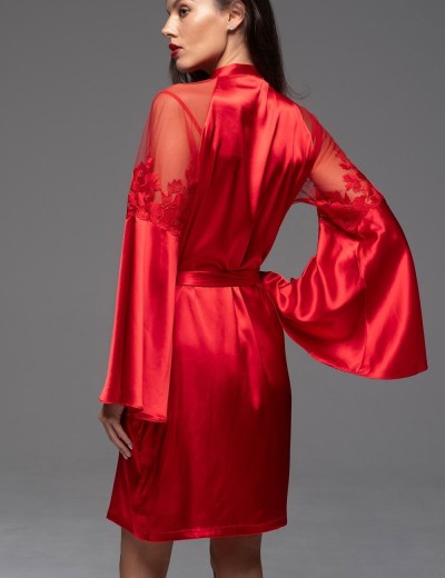 Шёлковый натуральный халат Mia-Amore MERLOT 4743 красный, Цвет: красный, Размеры: S/M, изображение 2