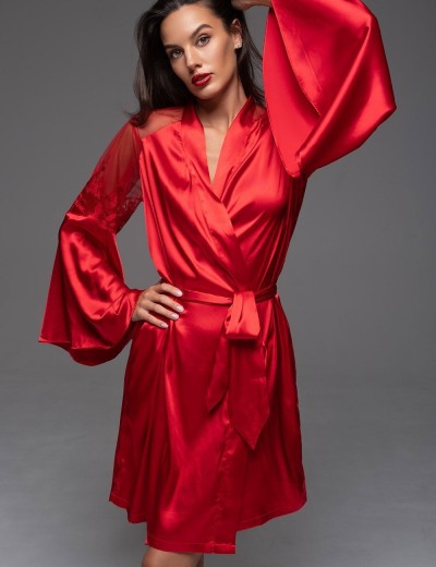 Шёлковый натуральный халат Mia-Amore MERLOT 4743 красный, Цвет: красный, Размеры: S/M, изображение 4