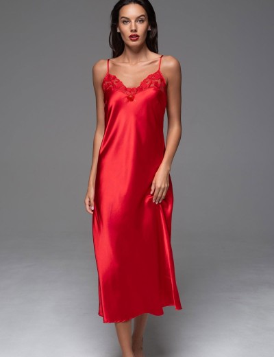 Шёлковая длинная сорочка Mia-Amore MERLOT 4744 красный, Цвет: красный, Размеры: 5XL, изображение 4
