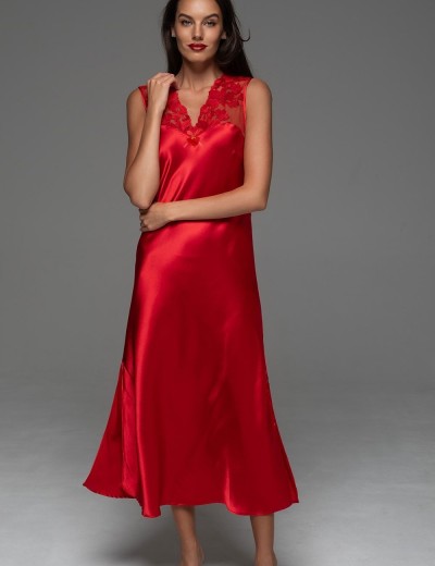 Длинная шёлковая сорочка Mia-Amore MERLOT 4747 красный, Цвет: красный, Размеры: S, изображение 4