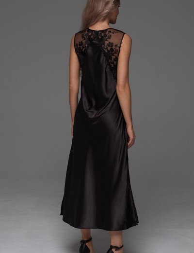 Длинная шёлковая сорочка Mia-Amore MERLOT 4747 черный, Цвет: черный, Размеры: XL, изображение 2