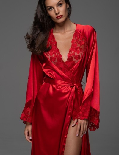 Длинный шёлковый пеньюар Mia-Amore MERLOT 4749 красный, Цвет: красный, Размеры: 2XL/3XL, изображение 2