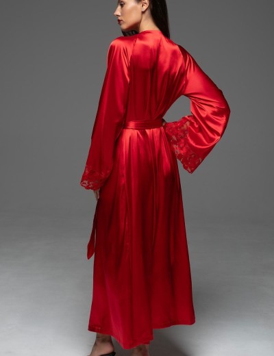Длинный шёлковый пеньюар Mia-Amore MERLOT 4749 красный, Цвет: красный, Размеры: 2XL/3XL, изображение 3