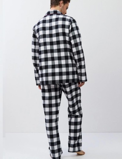 Фланелевая мужская пижама Aruelle ADRIAN, Цвет: чёрный/белый, Размеры: L, изображение 3