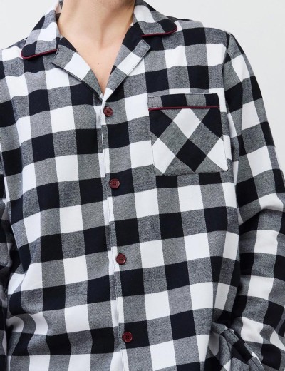 Фланелевая мужская пижама Aruelle ADRIAN, Цвет: чёрный/белый, Размеры: L, изображение 4