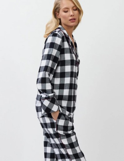 Фланелевая пижама с брюками Aruelle ANGELICA, Цвет: чёрный/белый, Размеры: L, изображение 4