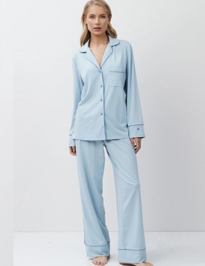 Пижама женская со штанами Aruelle BREA, Цвет: светло-голубой, Размеры: L, изображение 2
