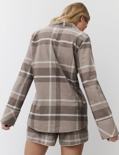 Фланелевая пижама с шортами Aruelle ELODY, Цвет: мокко, Размеры: XS, изображение 2