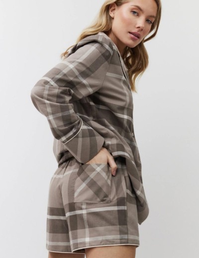 Фланелевая пижама с шортами Aruelle ELODY, Цвет: мокко, Размеры: XS, изображение 3