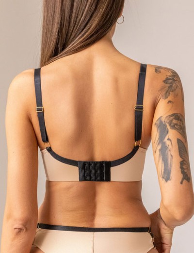 Мягкий бюстгальтер с вышивкой Kris Line ORIENTAL half cup soft, Цвет: бежевый+черный, Размеры: 65FF, изображение 2