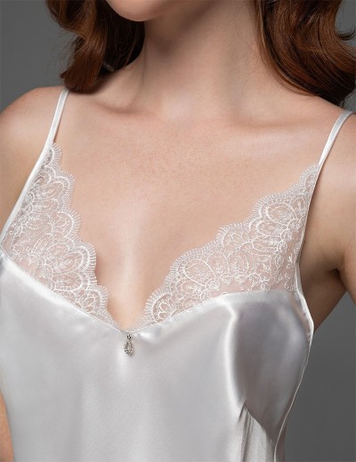 Шёлковая пижама с кружевом Mia-Amore ADELAIDA 4702 белый, Цвет: белый, Размеры: XL, изображение 4