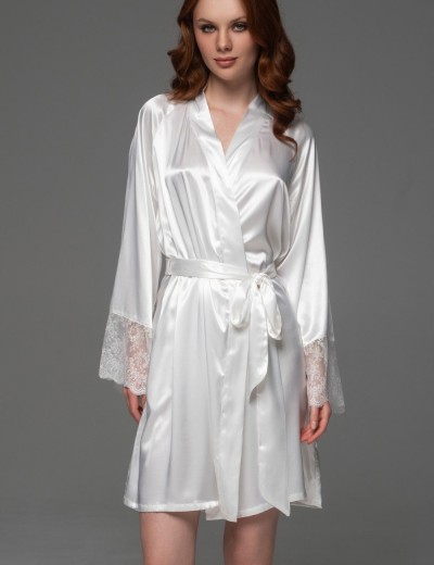 Халат из шёлка и кружева Mia-Amore ADELAIDA 4703 белый, Цвет: белый, Размеры: L/XL, изображение 3