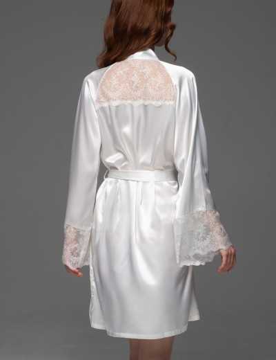 Халат из шёлка и кружева Mia-Amore ADELAIDA 4703 белый, Цвет: белый, Размеры: L/XL, изображение 2