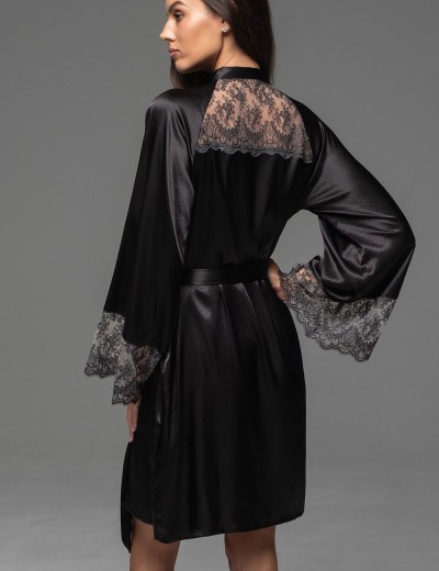 Халат из шёлка и кружева Mia-Amore ADELAIDA 4703 черный, Цвет: черный, Размеры: 4XL/5XL, изображение 2