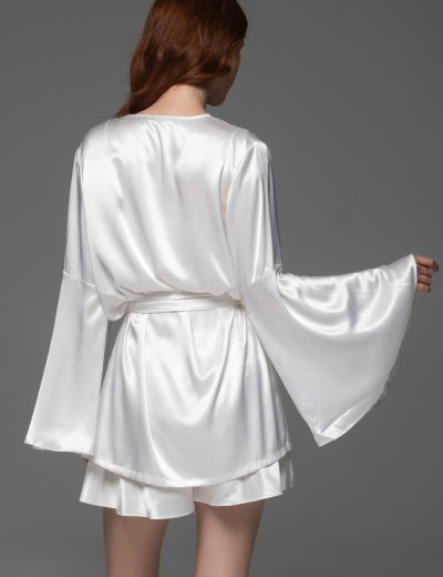 Халат с топом и шортиками из шёлка Mia-Amore ADELAIDA 4705 белый, Цвет: белый, Размеры: L, изображение 4